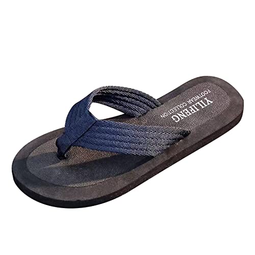 Herren Flip Flops Zehentrenner mit Arch Support Sandalen Weich Leder Stoff Badelatschen Leichte schnell trocknende wasserdichte Sommer Strand Sandalen Rutschfest Hausschuhe Pantoletten von vejtmcc