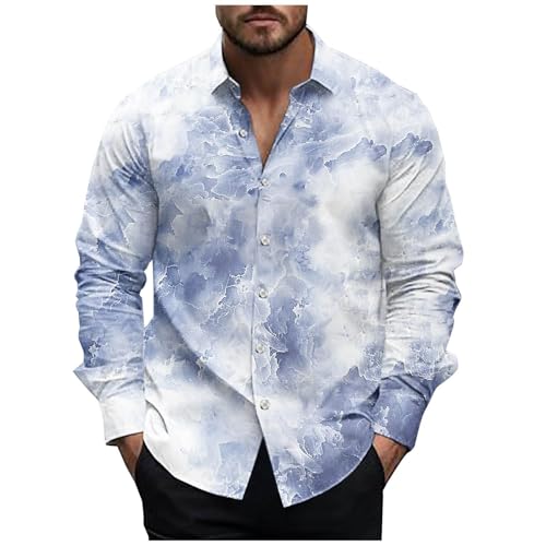 Herren Langarm Hawaii Hemd, Männer Freizeithemden Sommer Oberteile Revers Shirt, Regular Fit Strand Shirt Funky Hawaiihemd Herren Kurzarm Lässig Button Down Sommerhemd Modische Hemden von vejtmcc