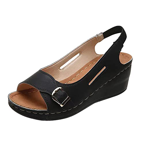 Keilsandalen Damen OrthopäDische Sandalen Peep Toe Hollow Out Slingback Plateau Keilsandalen Elegant Absatz Sandale | Weite Damenschuhe | Frauen Wedges Peeptoes Keilabsatz Sommerschuhe von vejtmcc