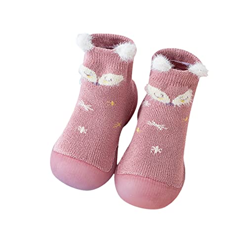 vejtmcc Baby Mädchen Tier Cartoon Socken Schuhe Kleinkind Fleece WarmThe Floor Socken Rutschfeste Prewalker Schuhe Badeschuhe 31 (Pink, 20 Infant) von vejtmcc