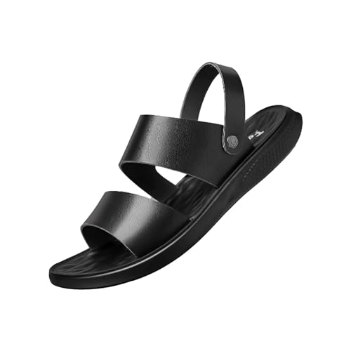 vejtmcc Damen Leder Sandalen Riemchensandalen Gladiator Sommer Schuhe Ledersandalen Slingback Zehentrenner Unisex Jesuslatschen | Rutschfeste Laufsohle | RöMersandale Klassisch Flach Sandalen von vejtmcc