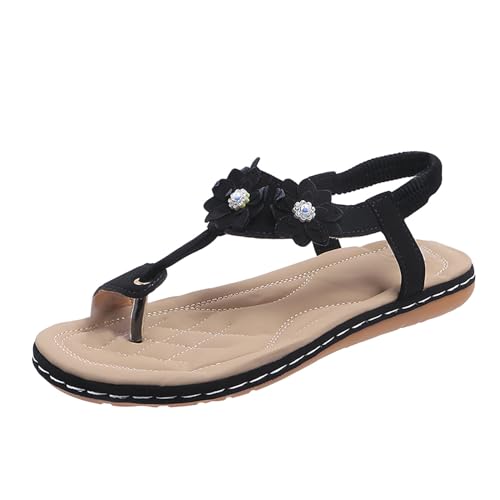 vejtmcc Damen Sandalen Sommer Flip Flops Leder BöHmische Stil Flach Zehentrenner Sandaletten, Absatz Sandalen Pantoletten Riemen - Hausschuhe Offene Zehen Sandaletten Mit FußBett Sandale von vejtmcc