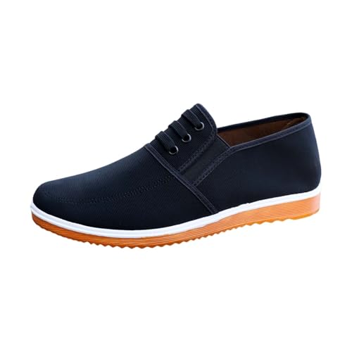 vejtmcc Fashion Spring and Summer Men Sports Shoes Flat Bottom Lightweight Mesh Breathable Slip On Comfortable Solid Color Simple Features: Schuhe Für Herren 48 (Black, 43) von vejtmcc