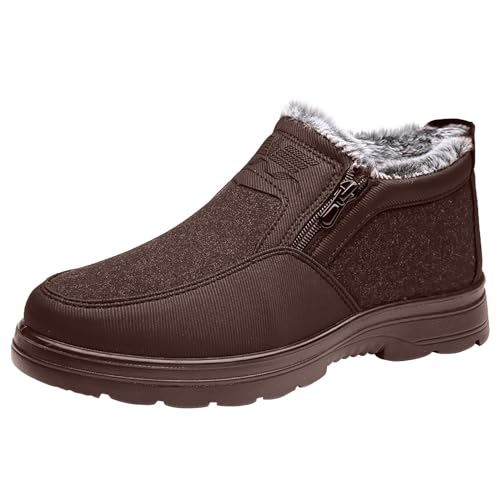 vejtmcc Freizeitschuhe Männer Winterstiefel, Bequeme Stiefeletten, Baumwollschuhe Herren Schuhe Warm Rutschfest Mit Reißverschluss Winter Warme Extra Weit Herren Orthopädische Diabetiker Schuhe von vejtmcc