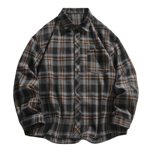 vejtmcc Herren Freizeithemden Regular Fit Button Down Check Kariert Flanellhemden Comfort Mit Tasche, Übergröße Flanell Jacke Slim Fit Holzfällerhemd, Langarm Hemdjacke Modische Hemden Langarm von vejtmcc