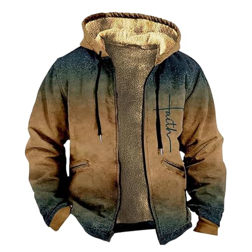 vejtmcc Herren Jacken,Dicker Hoodies Winterpullover Thermohemd Weihnachten Winterjacke, Reißverschlusstasche Übergangsjacke Pocket Jacke Gedruckt Sweatjacke Mit Kapuzen Winddicht Bomberjacke von vejtmcc