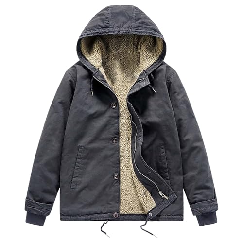 vejtmcc Herren-Jacken Winter Reißverschluss Holzfällerjacke Warme Fleecejacken Mit Kapuze Cordjacke Mit Durchgehendem, Reißverschluss Parka, Winter Sweatjacke Winterjacke Fleecejacke von vejtmcc