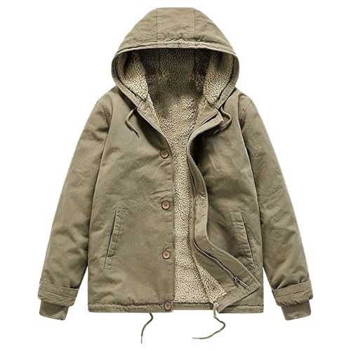vejtmcc Herren-Jacken Winter Reißverschluss Holzfällerjacke Warme Fleecejacken Mit Kapuze Cordjacke Mit Durchgehendem, Reißverschluss Parka, Winter Sweatjacke Winterjacke Fleecejacke von vejtmcc