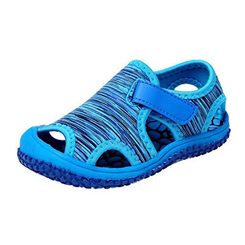vejtmcc Kinder Sommer Sandalen Strand Schuhe Mädchen im freien rutschfeste Baby Schuhe Hausschuhe Ohne Sohle (Blue, 26 Toddler) von vejtmcc