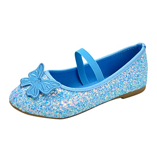 vejtmcc Kinderschuhe Flache Schuhe Kristallschuhe mit Pailletten Bowknot Mädchen Tanzschuhe Schuhe 25 Mädchen (Blue, 24 Toddler) von vejtmcc