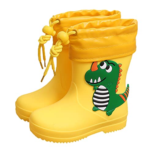 vejtmcc Klassische Wasserdichte Regenstiefel PVC Gummi Wasserschuhe Regenstiefel Baby Cartoon Schuhe Kids Winter Boots Girls (Yellow, 31 Little Child) von vejtmcc