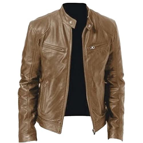 vejtmcc Men's Genuine Leather Jacket Cowhide Motorcycle Retro Sweat Jacket Slim Motorcycle Moto Jacket Real Leather Biker Jacket Made of Real Lambskin Leather Vintage Style Real Motorcycle Jackets for von vejtmcc