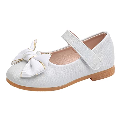 vejtmcc Mode Sommer Kinder Sandalen Mädchen Freizeitschuhe flacher Boden leicht einfarbig Schleife minimalistischen Stil Mädchenschuhe Gr. 32 (White, 22 Toddler) von vejtmcc