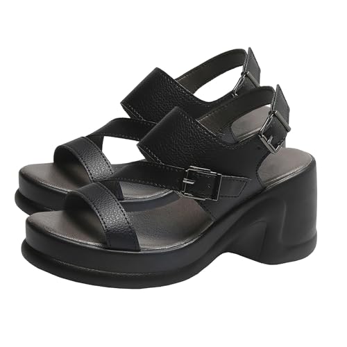 vejtmcc OrthopäDische Sandalen FüR Damen Atmungsaktiv Offener Zeh Retro Sandaletten | Sommer | Komfort Walking Pantoffeln With Arch Support | Pu-Leder Plateau Sandals Freizeit Strandschuhe von vejtmcc