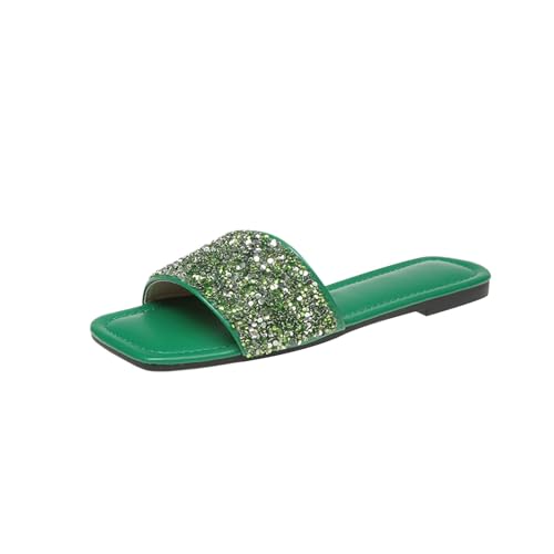 vejtmcc Pantoletten Damen Sommer Bequem Weich Sandalen Mit Strass Perlen Schlappen Cozy Slides Clogs OrthopäDische Hausschuhe Mode Plateau Sandalen, Sandale Rutschfeste Badelatschen Flip Flops von vejtmcc