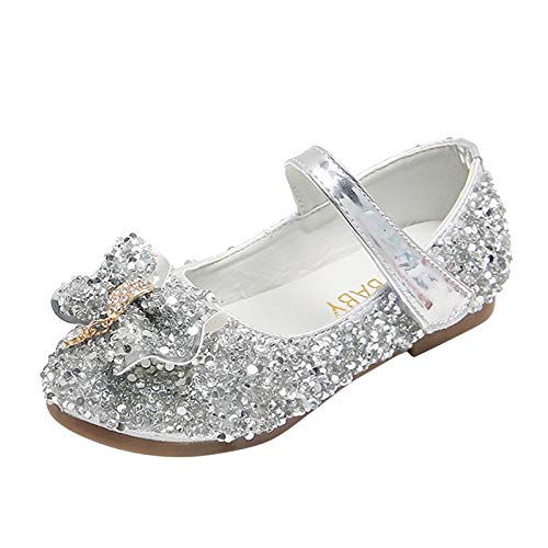 vejtmcc Rutschfeste Schuhe Kleinkind Mädchen Prinzessin kristalline Mode Schuhe Kinder Sandalen Bug Baby Schuhe Turnschuhe Damen Sneaker (Silver, 15-18 Months) von vejtmcc