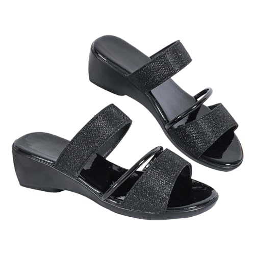 vejtmcc Sandalen Damen Sommer Elegant Sandaletten Casual Keilsandalen Glitzer Pantoletten Peeptoe Wedge Hausschuhe, Bequeme & Outdoor Sandaletten, Frauen Vintage RöMische Sandalen, Sommerschuhe von vejtmcc