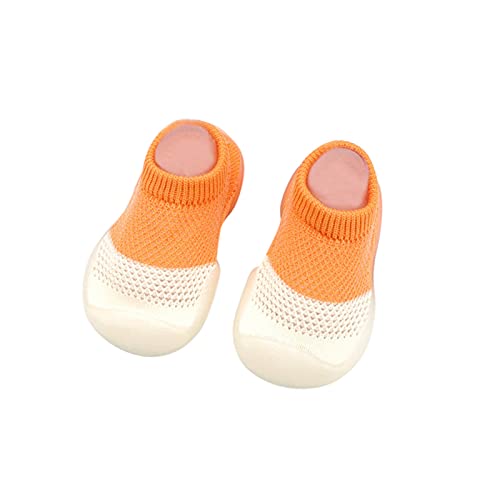 vejtmcc Schuhe Indoor-Fußgänger Kleinkinderbaby-Schuhe in gemischten Farben elastische Socken Kindernetz Hausschuhe Damen Sommer (Orange, 18 Toddler) von vejtmcc
