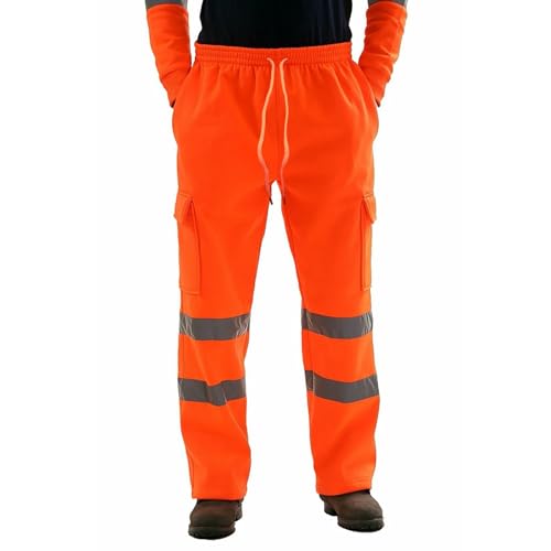 vejtmcc Sicherheit Arbeitshose Herren Reflektierend Hosen Warnschutzhose Gelb | Drawstring, Reflektionsstreifen Nachtlauf Jogginghose | Multi-Pocket Sicherheitshose Arbeitskleidung Warn Rangerhose von vejtmcc