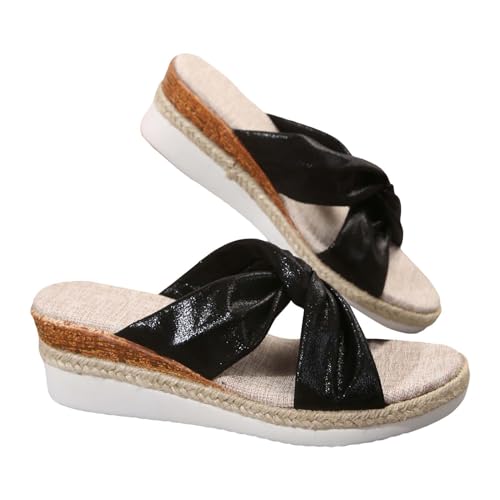 vejtmcc Wedge Sandals Slides Bow Tie Platform Open Toe Summer Keilsandalen Keilabsatz Sommerschuhe Cross-Tied - Pumps Frauen Schuhe | Atmungsaktiv Freizeit Plateau Sandaletten Outdoor Wassersandalen von vejtmcc