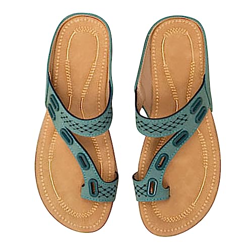 vejtmcc Zehentrenner Sandalen Damen Keilabsatz Vintage Flip Flops - Pantoffeln OrthopäDische Strand Arch Support Leder Sommer Sandalen Mit Keilabsatz - Zehentrenner Open Toe Sport Strand Latschen von vejtmcc
