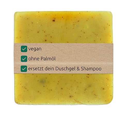 vellidan JUST MEN festes Bio - Duschgel & Shampoo für Männer mit Avokado und Mandelöl. Feste Duschpflege und Haarpflege, Duschseife, Naturseife, handgemachte Seife ohne Palmöl, 100g (1) von vellidan