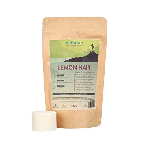 vellidan LEMON HAIR festes Bio-Shampoo für Männer mit Lemongras. Feste Haarpflege, bio, handgemacht, ohne Palmöl, 60g (Lemon Hair) von vellidan