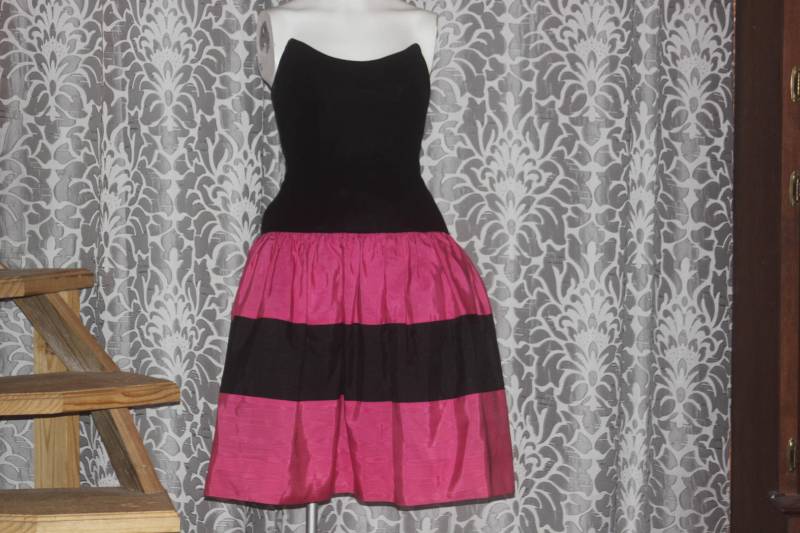 Vintage 80Er Jahre Lillie Rubin Party Prom Samt Kleid S 4 von velvetattic