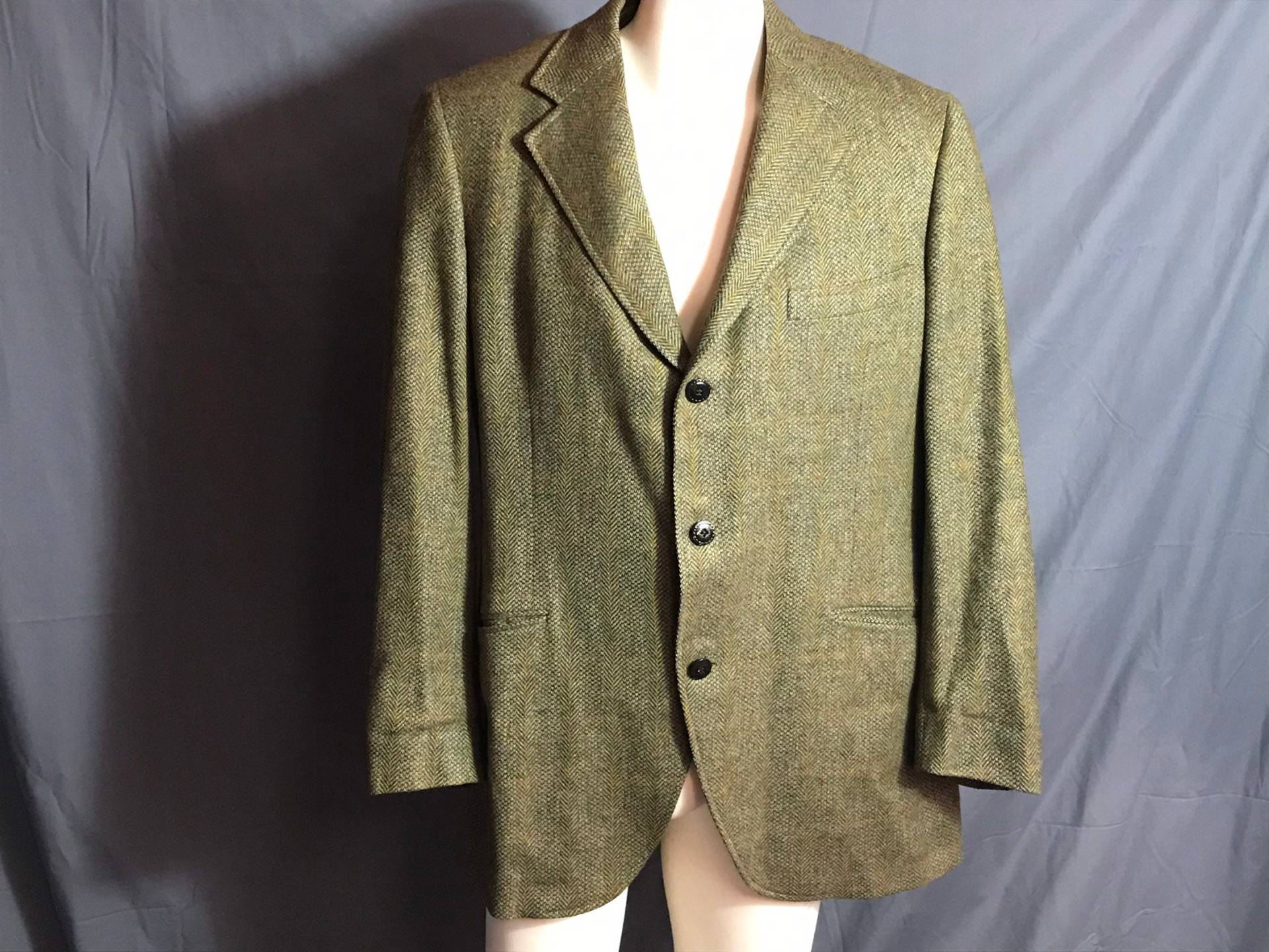 Vintage Grün H Freeman & Son Tweed Sport Mantel Jacke 42 von velvetattic