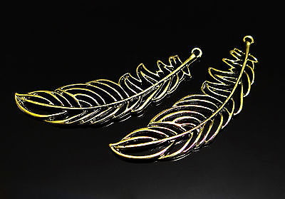 Anhänger Feder, filigran, 59 x 15mm, bronzefarben, 3 Stück von vendor-unknown