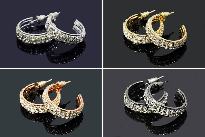 Creolen mit Zirkonia Ohrstecker Ohrringe Ohrhänger Ohrschmuck, OS-5 von vendor-unknown