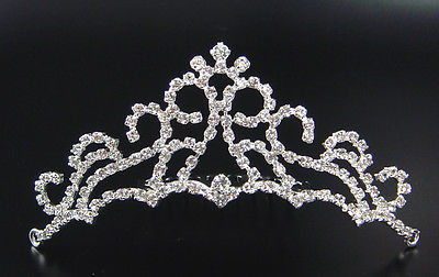 Diadem Strass Steine Tiara Haarreif Hochzeit Kommunion Haarschmuck von vendor-unknown