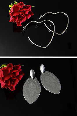 Edelstahl Ohrringe Ohrhänger Rose Herz Ohrstecker Ohrschmuck von vendor-unknown