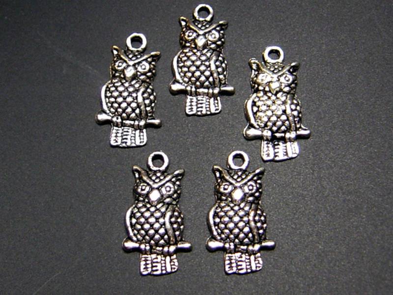 Eule Anhänger mit Öse 21x12mm 5 Stk. Uhu Charm Metallanhänger, A-132 von vendor-unknown