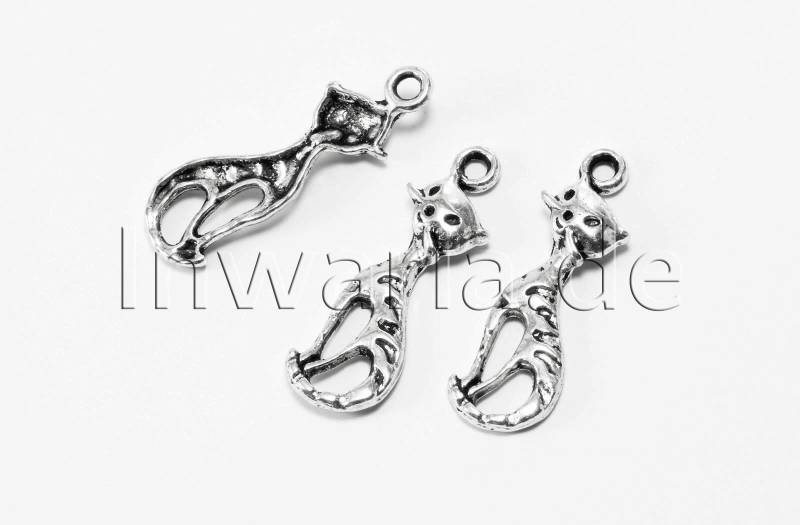 Katze Anhänger 25x8mm 10 Stück Kätzchen Metallanhänger, A-138 von vendor-unknown