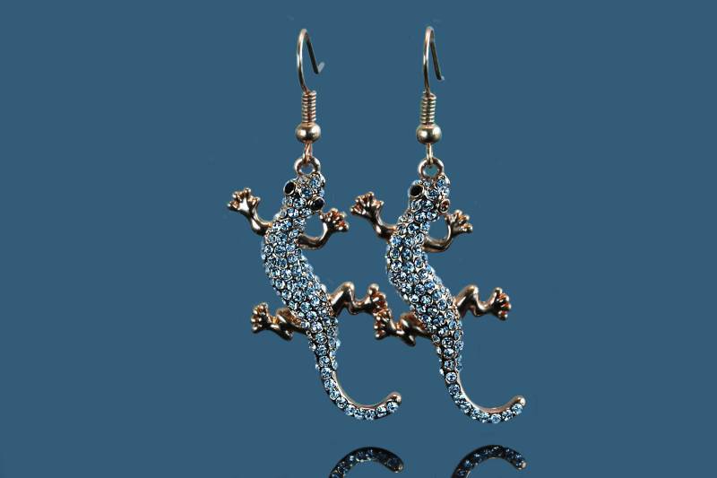 Ohrhänger mit Zirkonia Eidechse Ohrringe Crystal Gecko Ohrschmuck, OS-45 von vendor-unknown