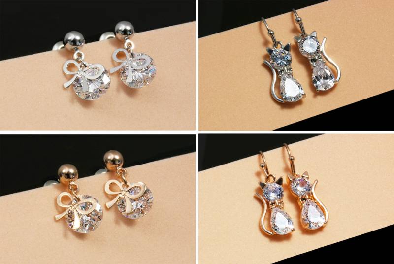 Ohrstecker mit Zirkonia 1 Paar Ohrringe Crystal Ohrschmuck Ohrhänger Kristall von vendor-unknown