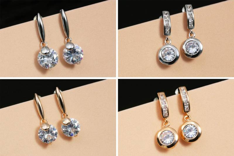 Ohrstecker mit Zirkonia 1 Paar Ohrringe Crystal Ohrschmuck Ohrhänger Kristall von vendor-unknown