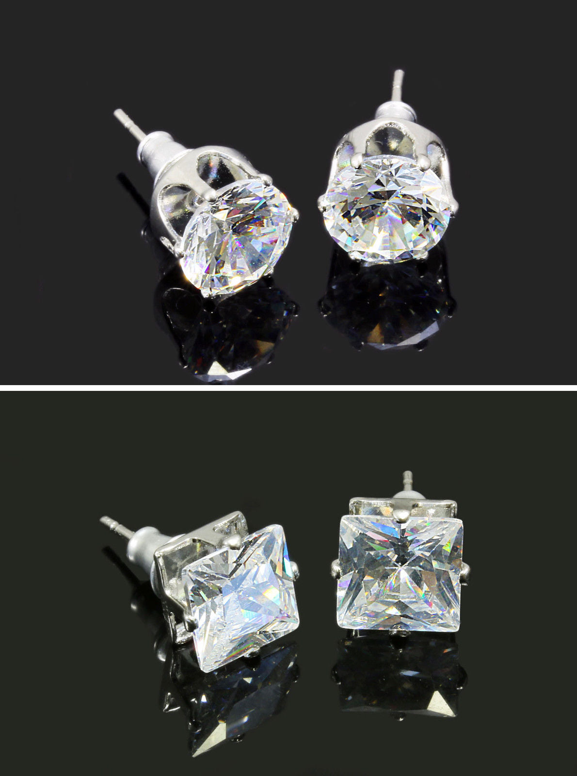 Ohrstecker mit Zirkonia Ohrringe Ohrhänger rund quadratisch Ohrschmuck, OS-20 von vendor-unknown