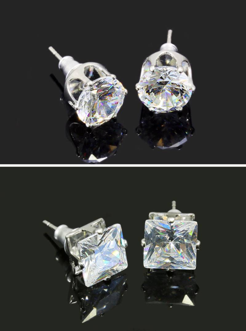 Ohrstecker mit Zirkonia Ohrringe Ohrhänger rund quadratisch Ohrschmuck, OS-20 von vendor-unknown