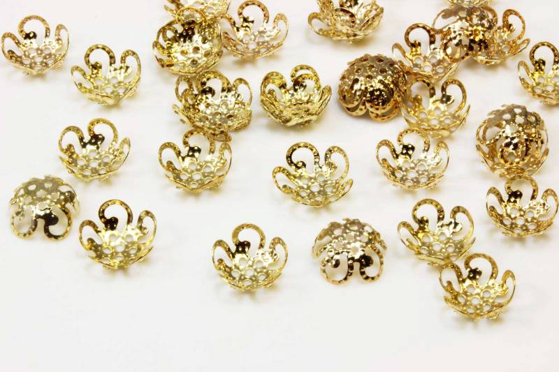 Perlenkappen, Ø 8 mm, roségoldfarben von vendor-unknown