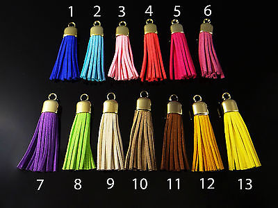 Quaste Anhänger 60mm Troddel Wildleder Optik Farbwahl Goldfarben Velours, neu von vendor-unknown