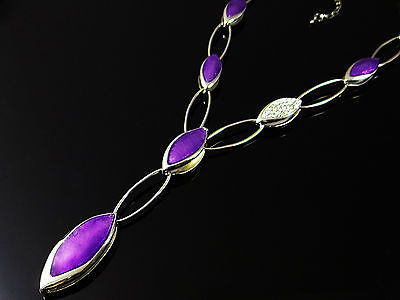 Y-Kette Strass Steine Perlmutt Kette Halskette Collier Violett Halsschmuck, neu von vendor-unknown