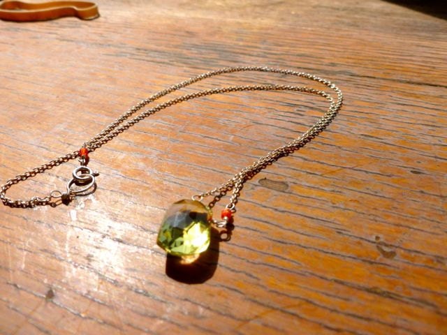 Lemon Quarz Mit Feueropal Silber Kette von venicemama