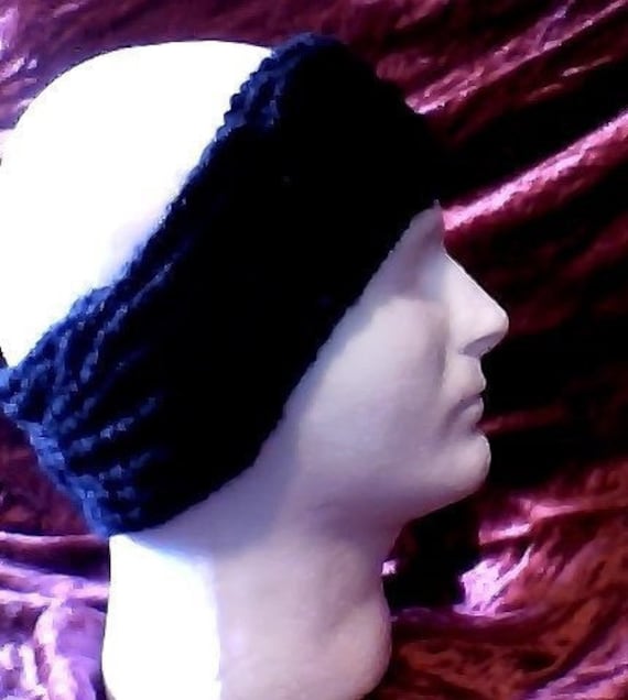 Clearance Jet Black Ohrband Winter Strick Kopf Wickel Stirnband Gehäkelt Ohrwärmer Snowy Day Medium Size Weicher von venustranquility