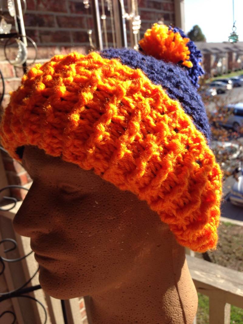 Soft Xl Bären Socke Kappe Dicke Warme Orange Und Marine Stricken Fußball-Nationalmannschaft Hat Schnee Mütze B Rand Kuppel Hut Bright von venustranquility