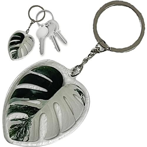 Vepoty Blatt Schlüsselanhänger Tropical Green Leaf Schlüsselanhänger Hawaiian Schlüsselanhänger Acryl Autoschlüssel Halter Handtasche Schlüsselanhänger für Frau Mädchen von Vepoty