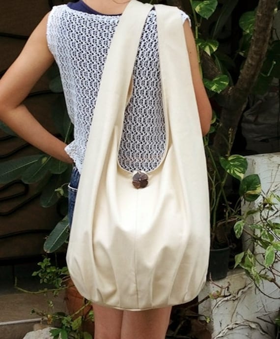 Handgemachte Tasche, Baumwolltasche, Schultertasche, Sling Bag, Hobo Bag, Boho Bag, Messenger Bag, Tote Crossbody Bag Handtaschen, Geldbeutel Creme von veradashop