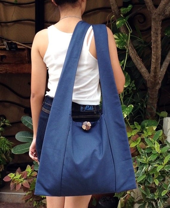 Handtaschen, Canvas Tasche, Schultertasche, Sling Bag, Hobo Bag, Boho Tasche Messenger Bag, Einkaufstasche, Crossbody Purse Navy Blue von veradashop