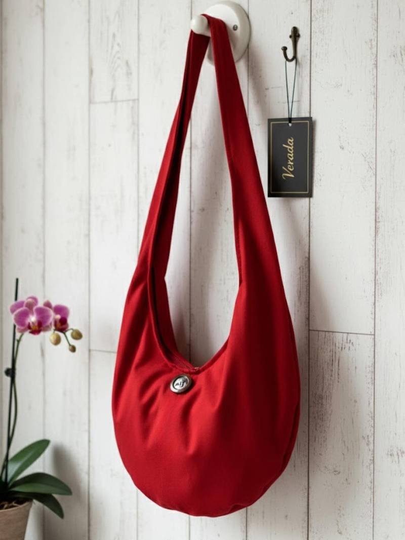 Rote Hobo Tasche Umhängetasche Mit Elefanten-Knopf von veradashop
